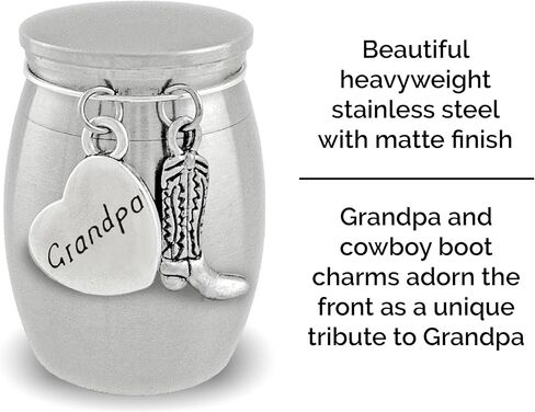 Grandpa Mini Urn for Ashes Cowboy Boot Western Texas Memorial Keepsake Gift for Loss of Grandpa Stainless Steel Small Urn for Sharing Cremains Grandfather Cremation Ashes Keepsake in Saudi Arabia