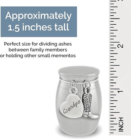 Grandpa Mini Urn for Ashes Cowboy Boot Western Texas Memorial Keepsake Gift for Loss of Grandpa Stainless Steel Small Urn for Sharing Cremains Grandfather Cremation Ashes Keepsake in Saudi Arabia