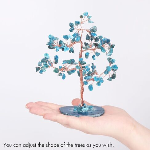Pretty Jolly 7 Chakra Healing Stones Blue Crystals Tree of Life Positive Energy Gemstone Money Tree Spiritual Meditation Reiki Gifts with Agate Slice Base for Home,Office,Desk Feng Shui Décor in Saudi Arabia