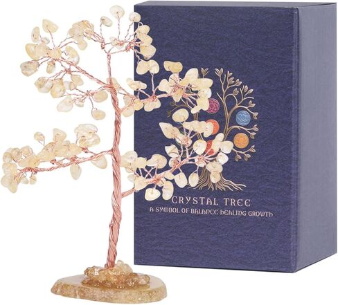 Pretty Jolly 7 Chakra Healing Stones Blue Crystals Tree of Life Positive Energy Gemstone Money Tree Spiritual Meditation Reiki Gifts with Agate Slice Base for Home,Office,Desk Feng Shui Décor in Saudi Arabia