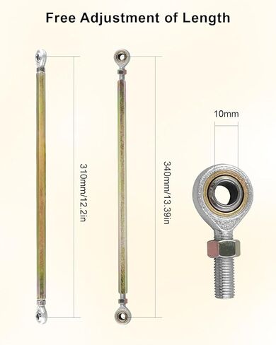 2 PCS قابلة للتعديل عمود التوجيه مفصل الكرة قضيب القضيب 310mm-340mm 10 مم 10 مم ، مناسبة للدراجة الصغيرة ATV go kart الدراجات البخارية Quad على الطريق التعليق التوجيه in Saudi Arabia