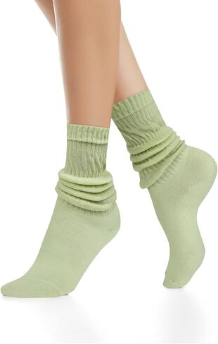 جوارب Benefeet Sox Slouch للنساء والفتيات جوارب كلاسيكية بلون سادة من القطن المحبوك مكتنزة Scrunchy Stack Sock in Saudi Arabia