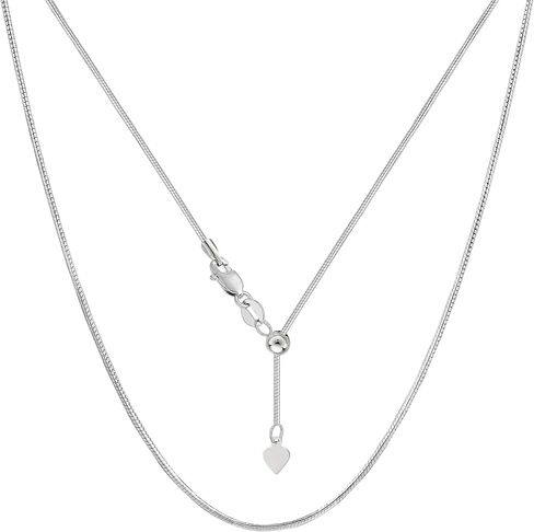 قلادة من الفضة الإسترلينية مطلية بالروديوم من شركة Jewelry Affairs، سلسلة على شكل ثعبان قابلة للتعديل، العرض 1.2 ملم، 22 بوصة in Saudi Arabia