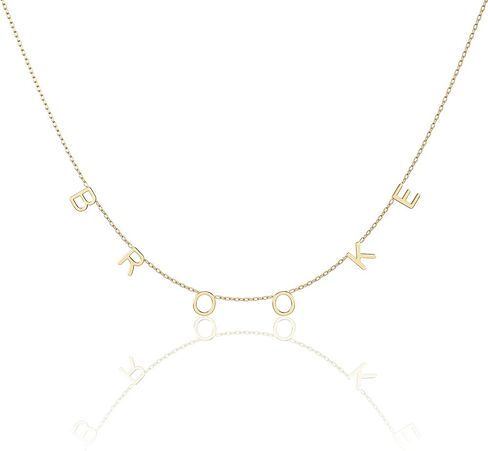 CAITLYNMINIMALIST Custom Name Necklace in 18K Gold 925 Sterling Silver | Box Chain Cable Chain | Multiple Name Initial Charm | Dainty Gift for Women in Saudi Arabia