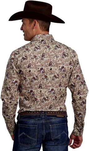 ROPER Western Shirt Mens L/S Cowboy Print Brown 03-001-0486-0651 BR in Saudi Arabia