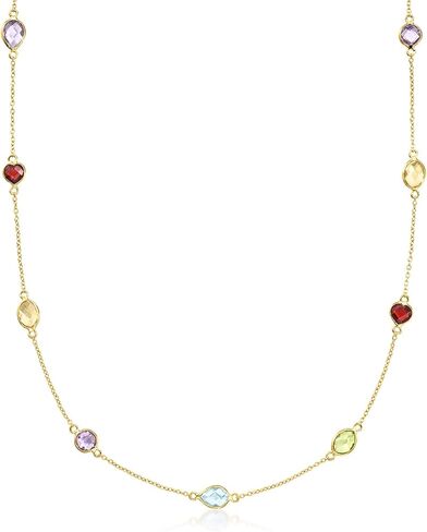 Ross-Simons 7.85 CT. T.W. قلادة محطة متعددة الحجارة بالذهب 18kt على الجنيه الاسترليني in Saudi Arabia