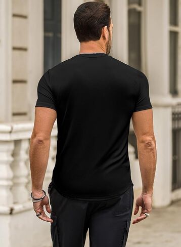 Mens Slim Fit Muscle Crewneck T-Shirt Summer Athlelic Shirts Longline Short Sleeve Summer Tees Shirts in Saudi Arabia