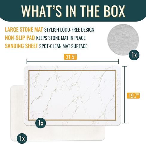 Stone Bath Mat Large, 32" x 20" – Super Absorbent Stone Bath Mats for Bathroom, Quick-Drying Diatomaceous Earth Bath Mat Large XL, Modern Diatomite Mat Easy to Clean, White Modern Marble in Saudi Arabia