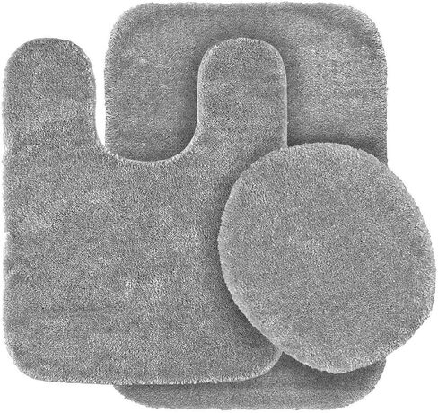 #6 Bath Mat, Contour Mat, and Lid Cover, with Rubber Backing Bathroom Set 3 Piece Solid Assorted Colors (Sage Green) in Saudi Arabia