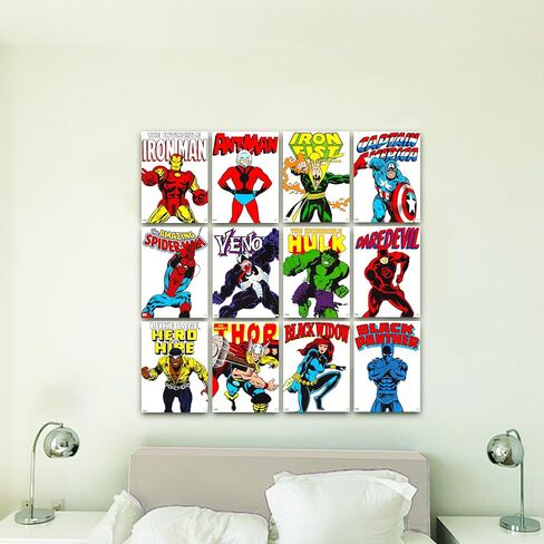 مجموعة كتب ملصقات الكتاب الهزلي من Marvel - حزمة تحتوي على 12 ملصقًا للأبطال الخارقين من الكتاب الهزلي المنتقمون تضم سبايدرمان وكابتن أمريكا والمزيد | ديكور غرفة الكتب المصورة للأطفال والمراهقين والبالغين in Saudi Arabia