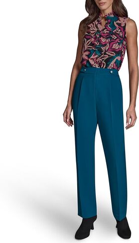 BCBG Womens Wide Leg Pleated Pants with Logo Buttons in Saudi Arabia