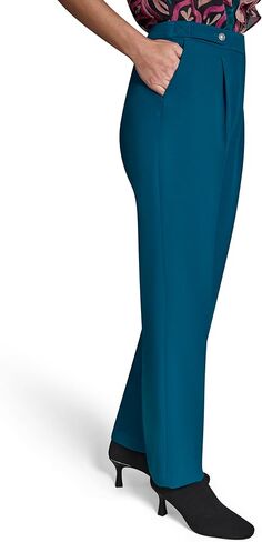 BCBG Womens Wide Leg Pleated Pants with Logo Buttons in Saudi Arabia