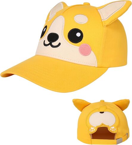 قبعة InnoBeta Corgi Gifts لمحبي فصيل كورجي والأم والمالكين والأب، قبعة مطرزة قابلة للتعديل - أصفر بعقب in Kuwait