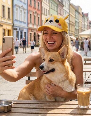 قبعة InnoBeta Corgi Gifts لمحبي فصيل كورجي والأم والمالكين والأب، قبعة مطرزة قابلة للتعديل - أصفر بعقب in Kuwait