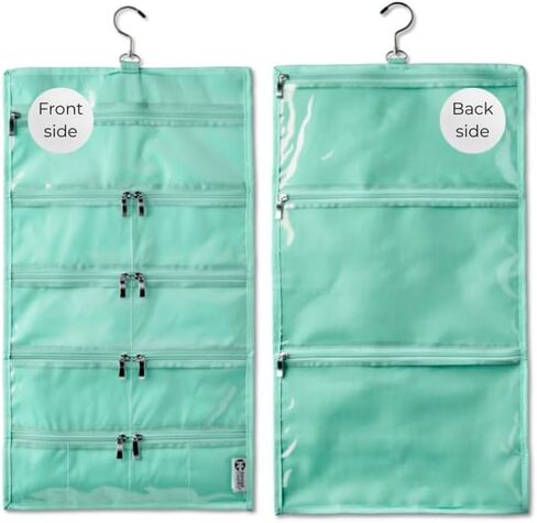 On-The-Go Organizer, 14 Clear Vinyl Pockets, Hanging Travel Case for Makeup and Accessories, 13.5 x 24 inches (Raven, Large) in Saudi Arabia