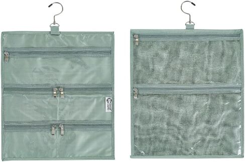 On-The-Go Organizer, 14 Clear Vinyl Pockets, Hanging Travel Case for Makeup and Accessories, 13.5 x 24 inches (Raven, Large) in Saudi Arabia