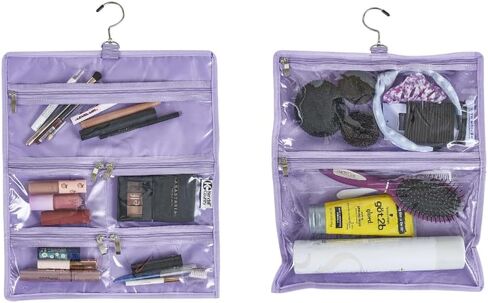 On-The-Go Organizer, 14 Clear Vinyl Pockets, Hanging Travel Case for Makeup and Accessories, 13.5 x 24 inches (Raven, Large) in Saudi Arabia