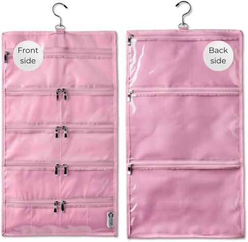 On-The-Go Organizer, 14 Clear Vinyl Pockets, Hanging Travel Case for Makeup and Accessories, 13.5 x 24 inches (Raven, Large) in Saudi Arabia