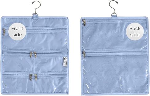On-The-Go Organizer, 14 Clear Vinyl Pockets, Hanging Travel Case for Makeup and Accessories, 13.5 x 24 inches (Raven, Large) in Saudi Arabia