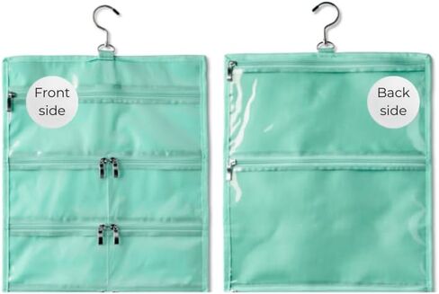 On-The-Go Organizer, 14 Clear Vinyl Pockets, Hanging Travel Case for Makeup and Accessories, 13.5 x 24 inches (Raven, Large) in Saudi Arabia