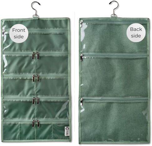 On-The-Go Organizer, 14 Clear Vinyl Pockets, Hanging Travel Case for Makeup and Accessories, 13.5 x 24 inches (Raven, Large) in Saudi Arabia