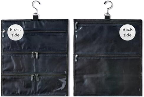On-The-Go Organizer, 14 Clear Vinyl Pockets, Hanging Travel Case for Makeup and Accessories, 13.5 x 24 inches (Raven, Large) in Saudi Arabia