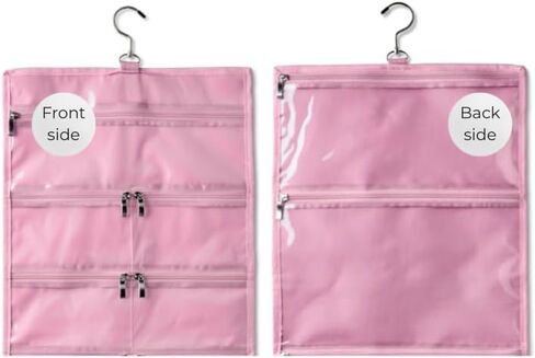 On-The-Go Organizer, 14 Clear Vinyl Pockets, Hanging Travel Case for Makeup and Accessories, 13.5 x 24 inches (Raven, Large) in Saudi Arabia
