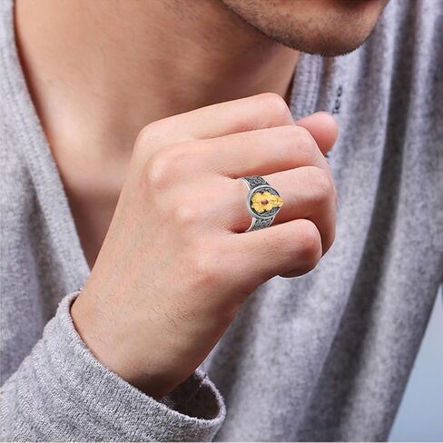 خاتم فنغ شوي للرجال والنساء 925 من الفضة الإسترلينية Anillo Pixiu خاتم Pixiu الأصلي مجوهرات الحظ السعيد هدايا للرجال والنساء (مقاس 8-10) in Kuwait