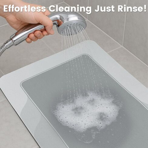 ArtyCozy Super Absorbent Stain Resistant Soft Bath Mat, Non-Slip Bathroom Rug with Rubber Backing, Thin Bath Rug, Easy Care Shower Mat for Bathroom Floor Bathtub Shower Sink, Grey, 17'' × 27'' in Saudi Arabia