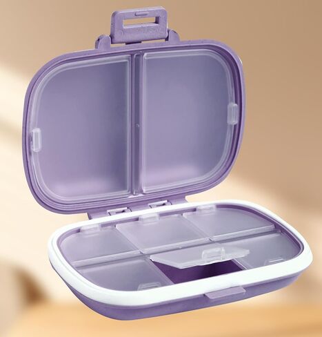 8-Compartment Travel Pill Organizer - Compact Daily Pill Case for Vitamins & Medication(Purple) in Saudi Arabia