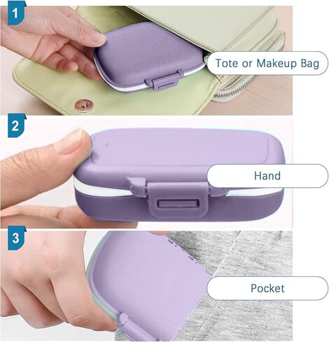 8-Compartment Travel Pill Organizer - Compact Daily Pill Case for Vitamins & Medication(Purple) in Saudi Arabia