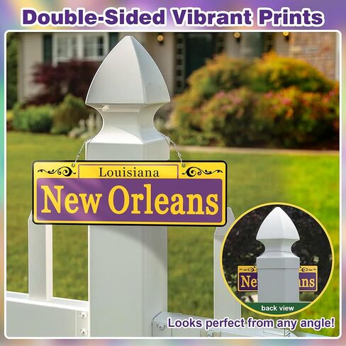 EastLink Mardi Gras Decorations 10 Pack, Duplex Printed New Orleans Street Signs with Easy Hanging Chains, Waterproof PVC Mardi Gras Accessories for Indoor & Outdoor Masquerade Party Decorations in Kuwait