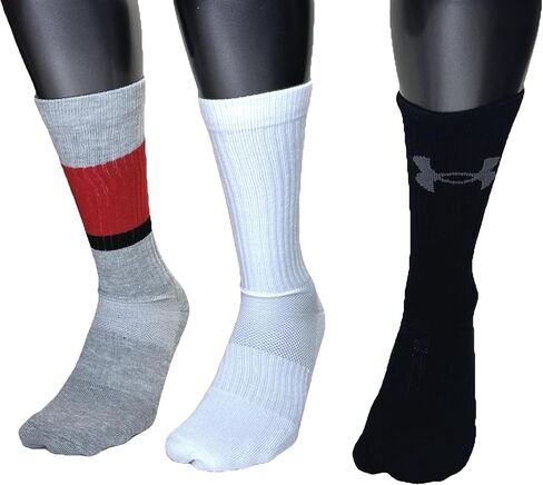 Under Armour Mens 3 Pairs Training Crew Socks, Large,Black/Grey/White in Saudi Arabia