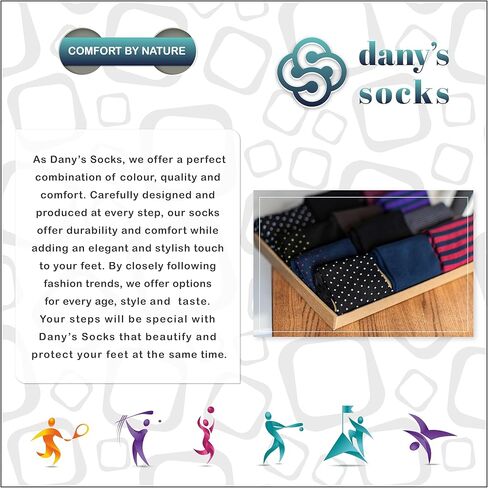 جوارب Dany's Socks للرجال، قطن ممتاز، مقاس 8-12، متماسكة ضيقة وقابلة للتنفس in Kuwait