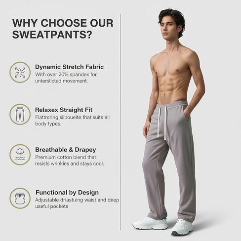 TrailTech Men's Baggy Sweatpants Wide Leg Barrel Sweat Pants Lounge Sweat Pants Drawstring Waist Jogging Pants with Pockets in Saudi Arabia