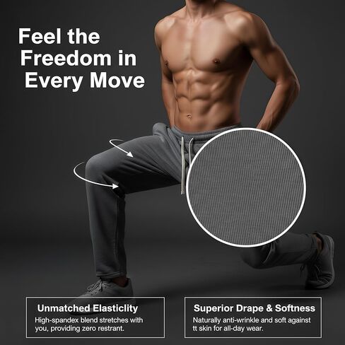 TrailTech Men's Baggy Sweatpants Wide Leg Barrel Sweat Pants Lounge Sweat Pants Drawstring Waist Jogging Pants with Pockets in Saudi Arabia