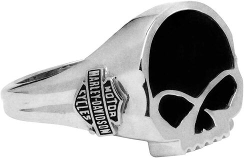 Harley-Davidson Men's Black Onyx Willie G Skull Ring, Sterling Silver HDR0458 in Saudi Arabia