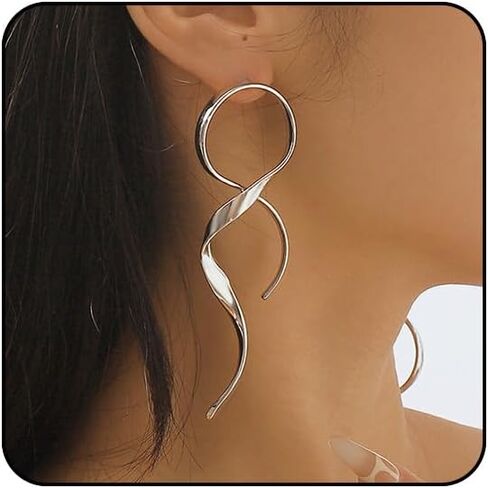 Big Statement Earrings for Women Large Chunky Earrings Long Spiral Drop Dangle Earring Asymmetrical Abstract Bold Geometric Earring Chunky Jewelry in Saudi Arabia