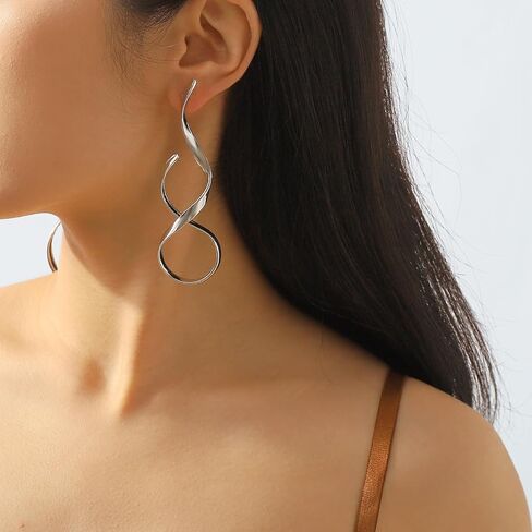 Big Statement Earrings for Women Large Chunky Earrings Long Spiral Drop Dangle Earring Asymmetrical Abstract Bold Geometric Earring Chunky Jewelry in Saudi Arabia