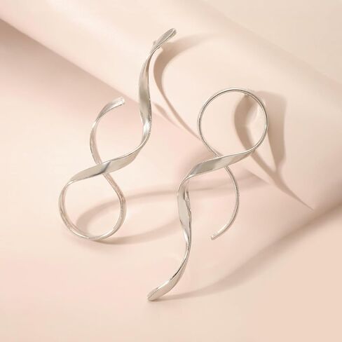 Big Statement Earrings for Women Large Chunky Earrings Long Spiral Drop Dangle Earring Asymmetrical Abstract Bold Geometric Earring Chunky Jewelry in Saudi Arabia