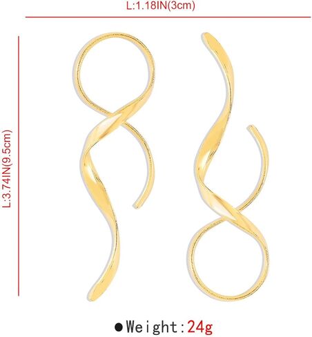Big Statement Earrings for Women Large Chunky Earrings Long Spiral Drop Dangle Earring Asymmetrical Abstract Bold Geometric Earring Chunky Jewelry in Saudi Arabia