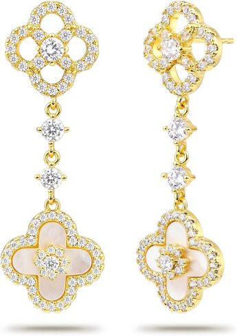 18K Gold Plated Clover Dangle Earrings for Women | Four Leaf Clover Earrings in Saudi Arabia