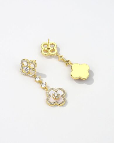 18K Gold Plated Clover Dangle Earrings for Women | Four Leaf Clover Earrings in Saudi Arabia