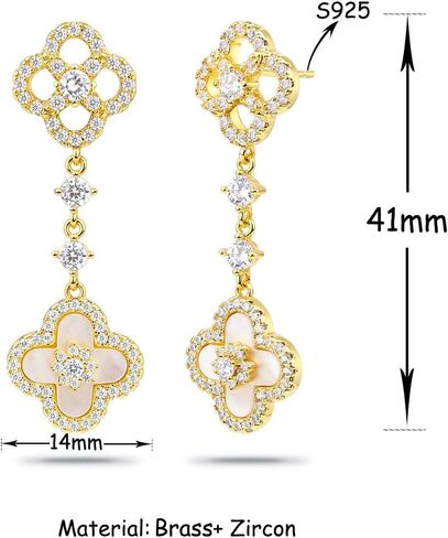 18K Gold Plated Clover Dangle Earrings for Women | Four Leaf Clover Earrings in Saudi Arabia