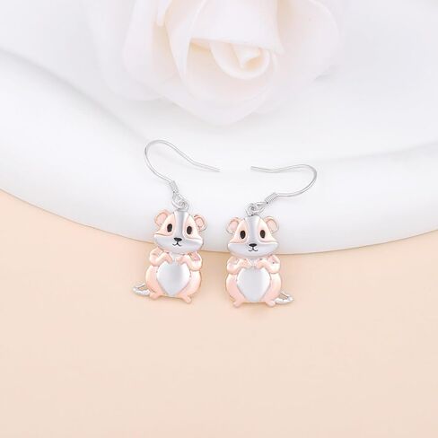 Guinea Pig Dangle Earrings for Women - Silver Cute Animal Earrings Jewelry Christmas Gifts for Guinea Pig Lovers in Saudi Arabia