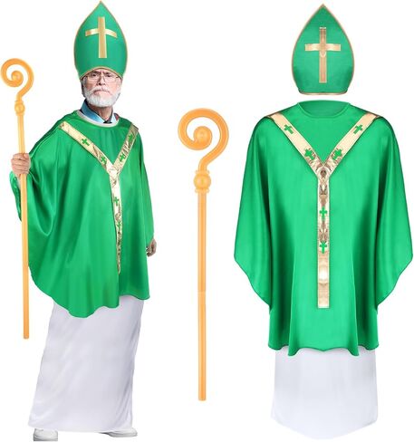 Cozypower 4 Pcs Pope Costume for Men Halloween Priest Costume Biblical Catholic Cardinal Bishop Outfit for Halloween Party in Saudi Arabia