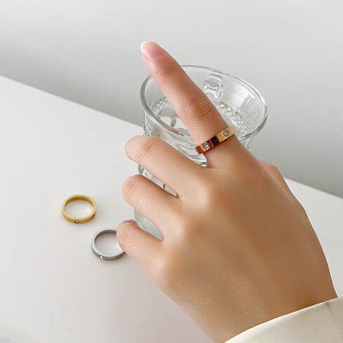 3Pcs Love Ring Set Titanium Stainless Steel Cubic Zirconia Non Tarnish Simple Minimalist Promise Ring Wedding Band Jewelry Friendship Birthday Gifts for Women in Saudi Arabia
