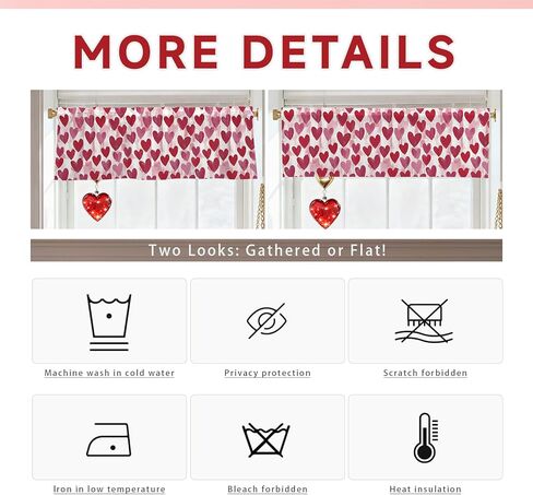 عيد الحب قلوب الستائر للنوافذ 54x18 بوصة الوردي شكل قلب الستار الستارة للمطبخ الحمام غرفة نوم غرفة المعيشة ديكور in Kuwait