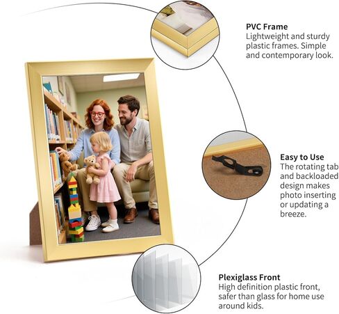 مجموعة إطارات صور Giftgarden مقاس 4 × 6 مكونة من 18 قطعة، خفيفة الوزن مقاس 4 × 6 إطارات لتعليق الصور على الحائط وعرض الطاولة، ذهبي in Kuwait