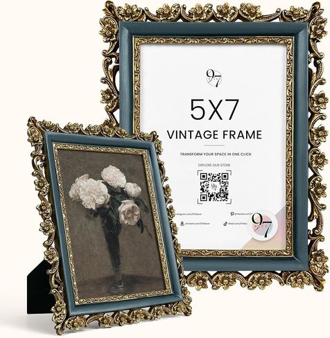 97 إطار صورة باللونين الأسود والذهبي مقاس 8 × 10 - إطارات صور عتيقة سوداء مقاس 8 × 10، إطار مزخرف أنيق مقاس 8 × 10، إطارات عتيقة فاخرة مقاس 8 × 10 للتعليق على الحائط وديكور المنزل العتيق in Saudi Arabia